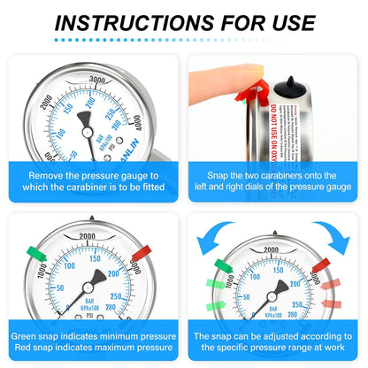 MEANLIN MEASURE 0~4000Psi Stainless Steel Liquid Filled Pressure Gauge 2.5" FACE DIAL 1/4" NPT for WOG Water Oil Air Lower Mount with Stainless Steel Hex Bushing and Snaps