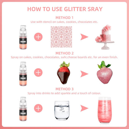 Edible Glitter Spray - 3/4oz Luster Dust Edible Food Grade Glitter Shimmer Dust Powder for Cocktails, Drinks, Cake Decorating - Metallic Food Coloring Powder for Wine, Candy, Cookie, Icing (Blue)