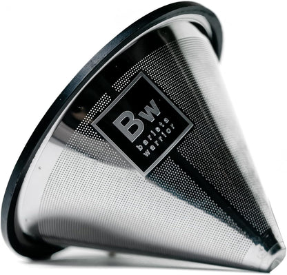 Barista Warrior Compatible for Chemex & Hario V60 Pour Over Coffee Filters - Reusable Stainless Steel - Best Coffee Maker and Bar Accessories (Silver)