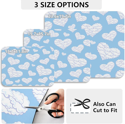 Valentine's Day Heart Blue Dish Drying Mat for Kitchen Counter, 23.6"x19.7" Coffee Bar, Super Absorbent Dish Drying Pad with Non-slip Rubber Backed, Quick Drying Mat for Coffee Machine
