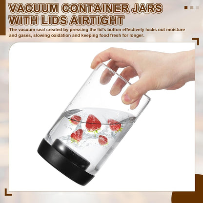 uxcell 2pcs Coffee Vacuum Container, 500ml/17oz Glass Coffee Bean Storage Container with Lids for Spices Biscuits Loose Leaf Tea, Black