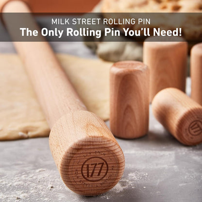 Milk Street Adjustable Rolling Pin – Precision Beechwood Dough Roller with Removable Height Guides & Laser -Etched Ruler – 23" Length for Cookies, Pie Crusts & Pasta