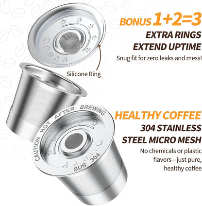 4 Pack K Cup Reusable Coffee Pods for Keurig: Stainless Steel Refillable K Cup - Reusable Coffee Filter for Keurig 1.0 Coffee Maker, Permanent, Eco-Friendly, BPA-Free