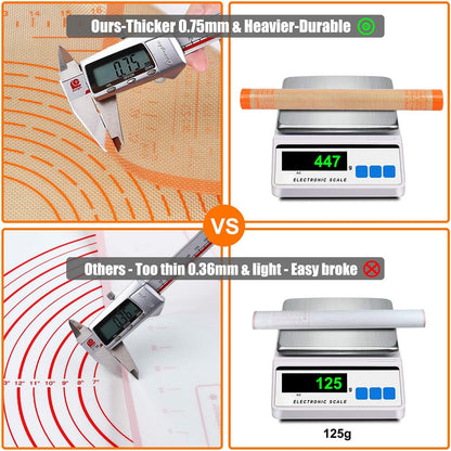 Silicone Pastry Mat 34'' By 26'' Extra Large Baking Mat with Measurements for Dough Rolling, Kneading Board, Kitchen Counter Mats, Perfect for Dough, Fondant, Pie Crust, Cookies, Bread, Pasta, Pizza