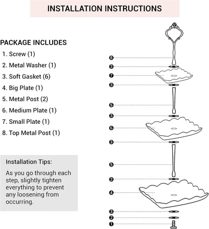 3 Tier Cupcake Stand - Dessert Table Display Set, Tiered Serving Cake Tray, White Embossed Dessert Stand, Parties Serving Plate, Decorative Centerpiece to Any Occasion - (Square)