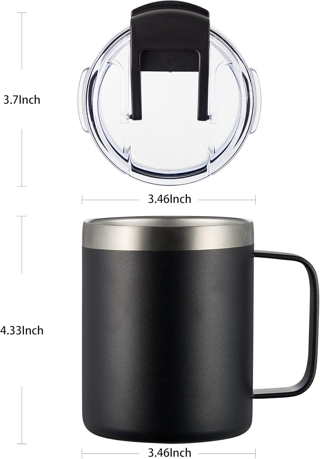 ALOUFEA 12oz Stainless Steel Insulated Coffee Mug with Handle, Double Wall Vacuum Tumbler Cup with Fliping Lid, Army Green, 4 Pack