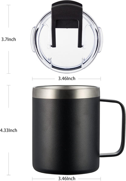 ALOUFEA 12oz Insulated Coffee Mug Cup with Handle, Stainless Steel Travel Coffee Mug with Flip Lid, Double Wall Vacuum Coffee Tumbler,Seafoam