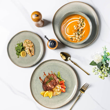 AmorArc Ceramic Plates Set of 6,8.5 Inch Handmade Reactive Glaze Stoneware Plates set for Dessert,Salad,Appetizer,Small Dinner Plates,Microwave & Dishwasher Safe,Scratch Resistant