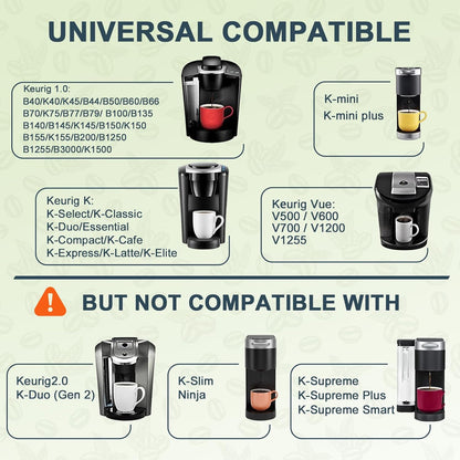 NESSUS reuse kcups for Keurig 1.0, Stainless steel reusable k cup, Metal k cups for keurig, refillable pod with Heat Resistant Handles and Coffee Scoop, NO BPA, 4 Pack