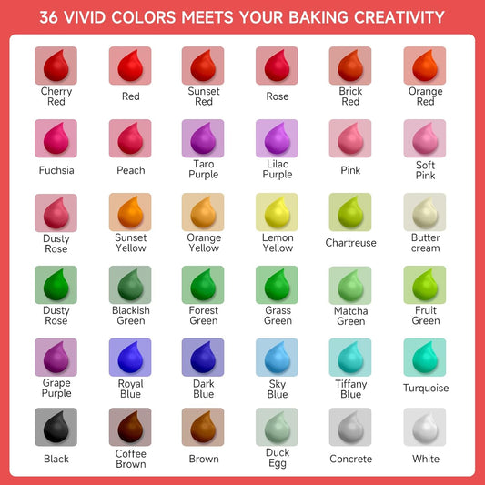 Cakestar Food Coloring Liquid, 36 Vibrant Food Coloring for Slime, Upgraded Food Dye Concentrated Neon Food Coloring Liquids for Cake, Cookies, Baking Decorating, Icing, DIY Crafts, 6ml/bottle