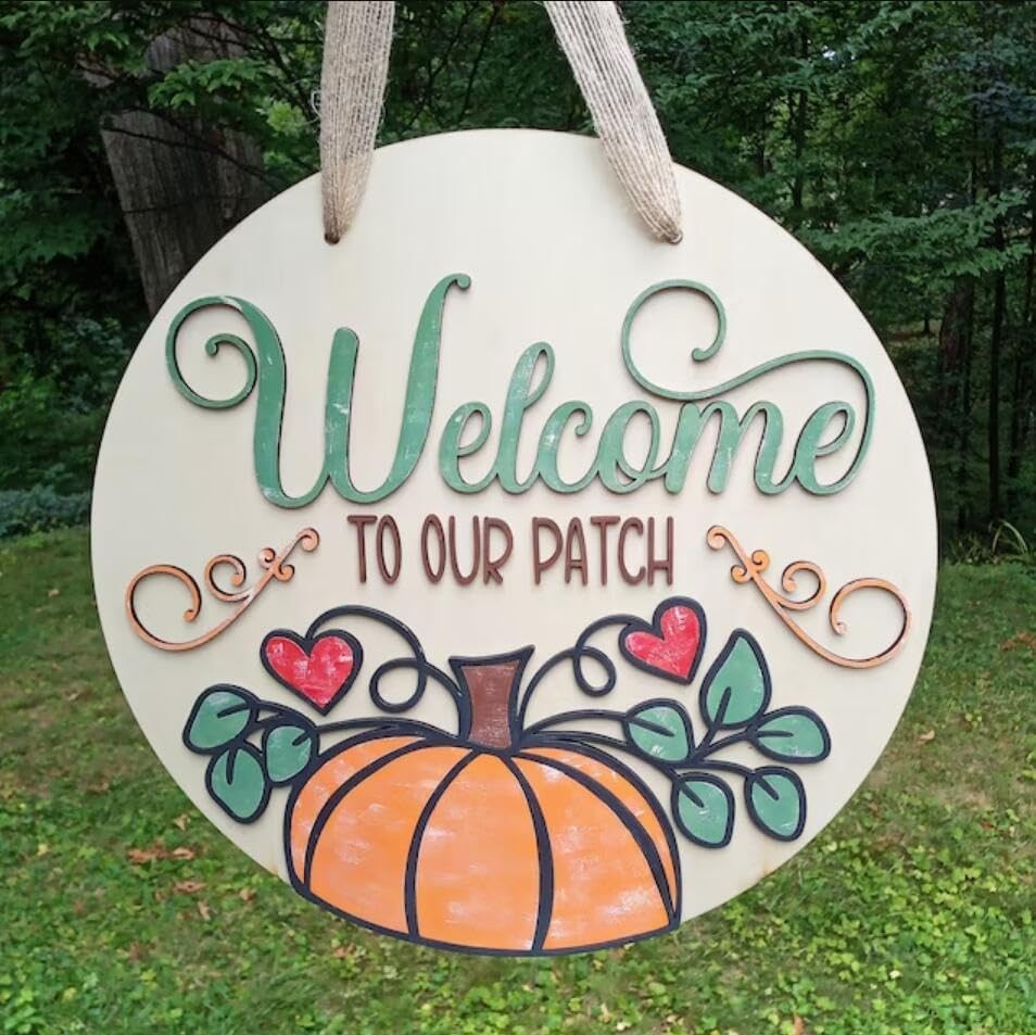 Fall Stencils for Painting on Wood 12” Happy Thanksgiving Stencil Hello Pumpkin Autumn Stencils for Painting on Porch Wall Fabric Wreath