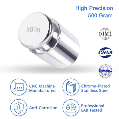 QP 500g Calibration Weights, OIML M1 High Precision Gram Weights, Stainless Steel Scale Calibration Weight for Digital Scale, Weight Scale, balance Scale, Chrome Finish Scale Weights with Storage Case