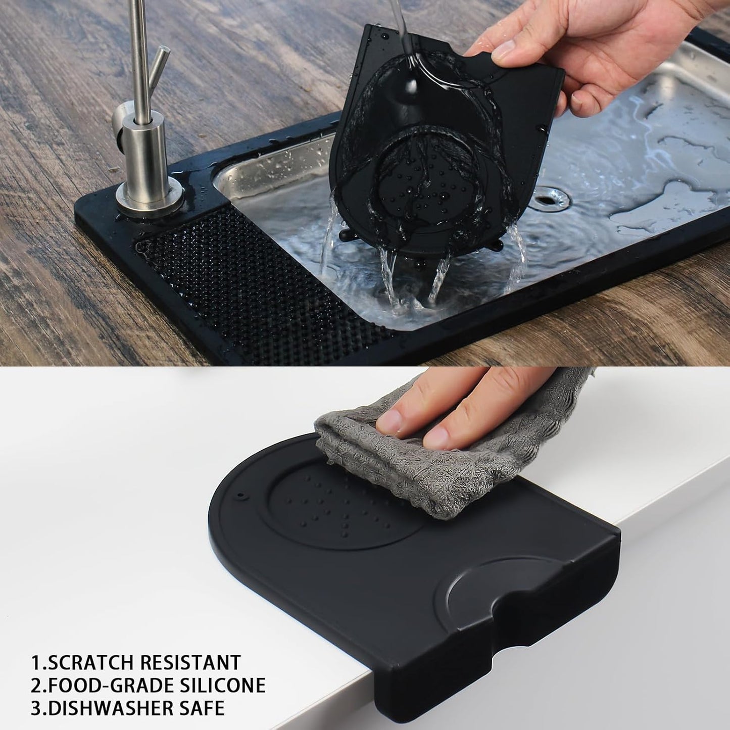 DIBTSA Espresso Tamping Mat, Silicone Coffee Tamper Mat with Corner Edge Tamp Support Station for Countertop, Barista Tools, Espresso Accessories, Small, Black