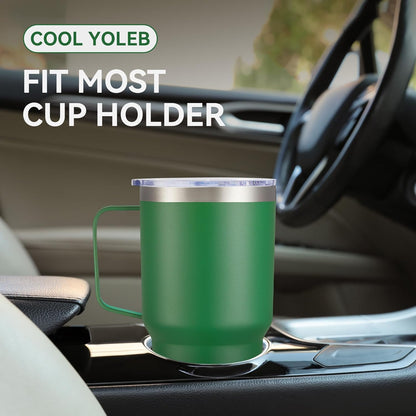 30 oz Tumbler with Handle and Lid, Stainless Steel Tumblers Bulk Double Wall Vacuum Insulated Travel Mug Leak Proof Cup Keep Drinks Cold and Hot Dark Green, 8 Pack