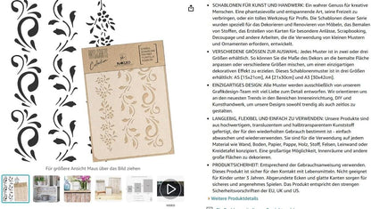 NAKLEO Painting Stencil for Crafts A3 11.8” x 16.5”, Border Flower Plant Pattern, Reusable Plastic DIY & Scrapbooking Drawing Template, Decoupage Art Home Decor, Wall Wood Fabric Furniture