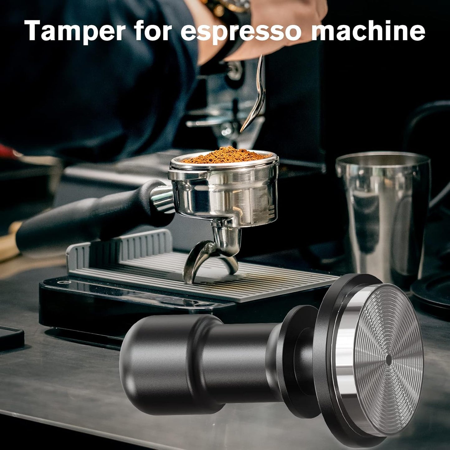 PUSEE 58mm Espresso Coffee Tamper, Premium Calibrated 30lb Stainless Steel Ground Tamper with Spring Loaded for Barista Home Coffee Accessories Upgrade 3.0