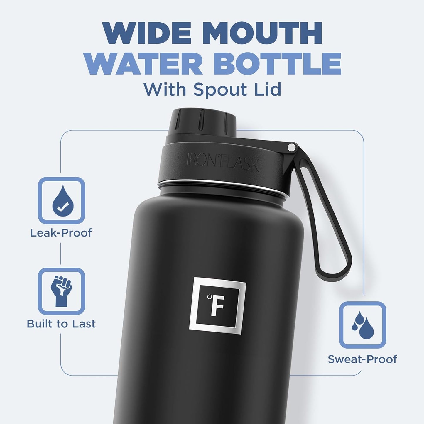 IRON °FLASK Camping & Hiking Hydration Flask with 3 Lids - Stainless Steel, Double Walled & Vacuum Insulated Water Bottle - Leak Proof & BPA Free (Cashmere Cream, Spout - 40 oz)
