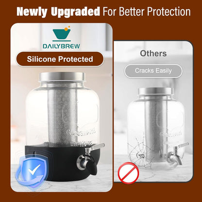 Cold Brew Coffee Maker, 1 Gallon Iced Coffee Maker With Stainless Steel Filter, Heavy Duty Glass Cold Brew Pitcher With Stainless Steel Spigot, Mason Jar Cold Brew Coffee Maker Fast Iced Tea Maker