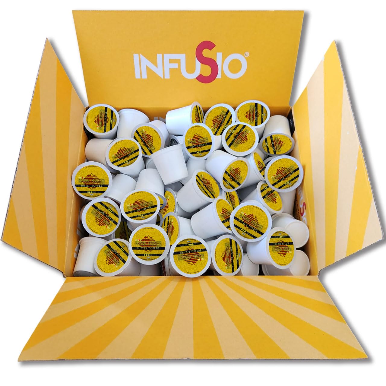 InfuSio Butter Toffee Coffee Pods, Single Serve Coffee Pods for Keurig K Cups Brewers - Premium Roasted 96 Count