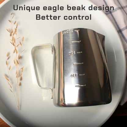 Milk Frothing Pitcher Steaming Pitchers Stainless Steel Milk/Coffee/Latte/Cappuccino Steam Pitchers Milk Jug Cup (600ml/20oz Single)