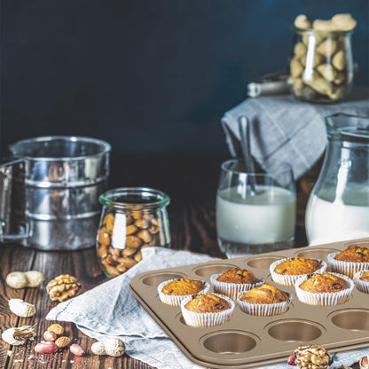 Nsmykhg 24-Cup Nonstick Mini Cupcake & Muffin Pans - Carbon Steel Baking Pans, 3 Pack, Durable Muffin Tin, Easy to Clean, Perfect for Baking Cupcakes & Mini Muffins, Oven Safe, BPA-Free