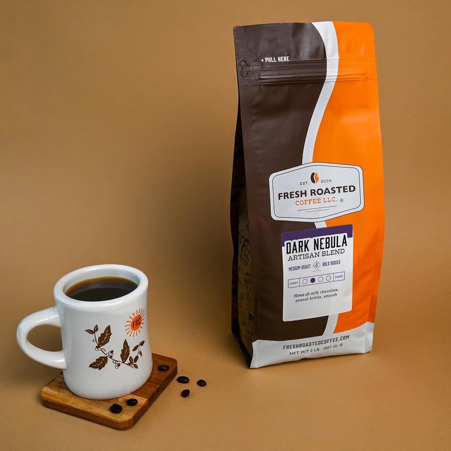 Fresh Roasted Coffee, Dark Nebula, 2 lb (32 oz), Medium Roast, Kosher, Whole Bean