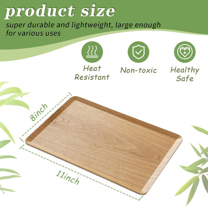 Wooden Trays for Eating, Decorative Serving Trays - 8 x 11 Inch, Brown