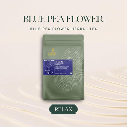 Luxmi Estates Butterfly Pea Flower Organic Blue Pea Flower Tea (50 Tea Bags) Caffeine Free Tea Bags For Relaxing, Calming, and Stress Relief, With Certified Herbal Tea