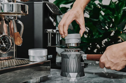 IKAPE Coffee Products, 51MM Coffee Distributor, Gravity Adaptive Espresso Distributor Fits All 51MM Espresso Portafilter, Compatible with 51MM Delonghi Bottomless Portafilter (Silver)