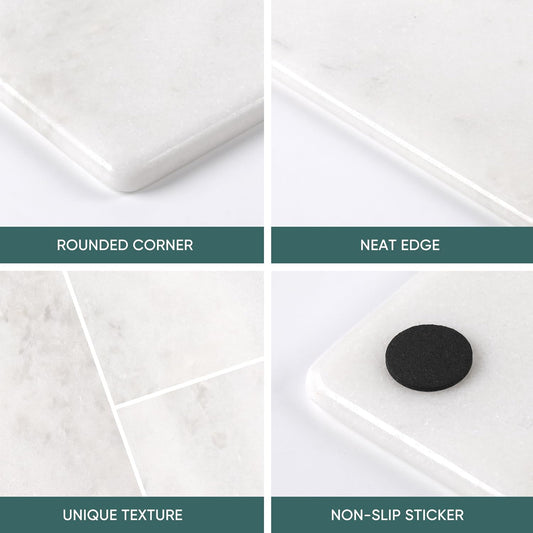 Koville African Natural Marble Cutting Board for Kitchen Pastry Bread, 12" x 8" Genuine Marble Cheese Board Stone Tray for Counter, Bathroom Perfume Tray Jewelry Candle Plate (Namib Fantasy)