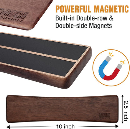 HOSHANHO Knife Magnetic Strip, Acacia Wood Powerful Magnetic Knife Strips, Magnetic Knife Holder for Wall 10 Inch Use as Magnetic Tool Organizer, Home Organizer