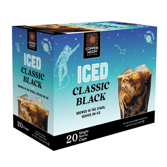 Copper Moon Single Serve Coffee Pods for Keurig K-Cup Brewers, Classic Black Brew Over Ice, 20 Count