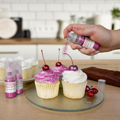 Bakell - Neon Pink Tinker Dust (4g, 1x Mini Spray Pump) Edible Glitter for Food, Desserts, and Beverages!