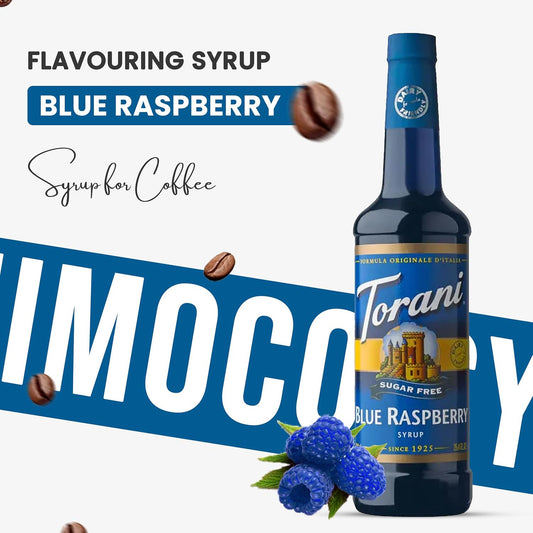 Jimoco® Syrup Pump Dispenser + Torani® Sugar Free Blue Raspberry Syrup, 25.4 oz - Coffee Syrup Pump & Flavoring Bundle