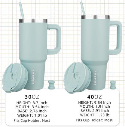 BJPKPK 40 oz Insulated Tumbler With Lid And Straw Stainless Steel Tumblers Cup With Handle For Women And Men,Blue Haze