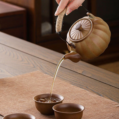 Lifting Beam Pot Style Rough Pottery Tea Set, Boiled Over Open Fire, Gift Box Packaging Suitable for Mother'S Day, Father'S Day, Christmas, Birthday Parties, Company Gifts