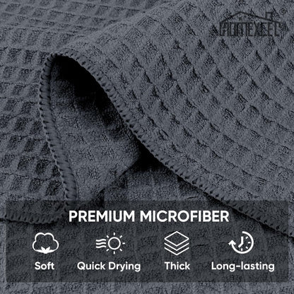 HOMEXCEL Waffle Weave Microfiber Cleaning Cloth, 6 Pack Highly Absorbent Cleaning Rag for Household, Reusable Kitchen Towels, Scratch-Free Barista Towels, 12 x 12 Inches, Grey
