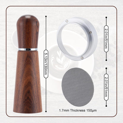 51mm Espresso Accessories Kit,316 Stainless Steel WDT Tool Espresso,Dosing Funnel and Puck Screen Set，Espresso Distribution Tool,Espresso Coffee Stirrer for Barista