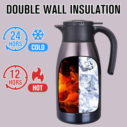 GiNT 1.9L / 64Oz Thermal Coffee Carafe, Insulated Stainless Steel Coffee Carafes for Keeping Hot/Double Walled Vacuum Thermal Carafe (Purple)