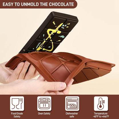 2 Pcs Chocolate Molds Silicone, Deep Chocolate Bar Mold, Non-Stick Food Grade Chocolate Mold for Dubai Chocolate Bar Pistachio, Candy and Chocolate Making - 20 Square Shape