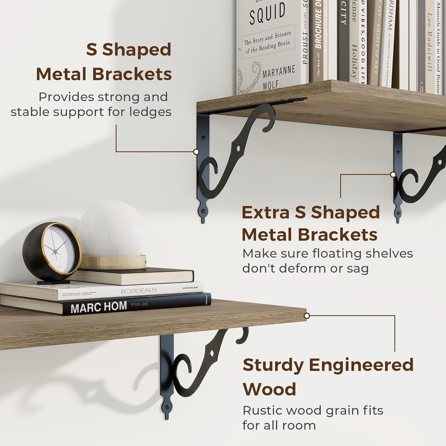 RICHFOCUS 12 Inch Deep Floating Shelves for Wall, 48" W x 12" D Wood Wall Shelves Set of 2, Wide Floating Shelves for Living Room, Bedroom, Kitchen, Bathroom and Decor Storage, Grey