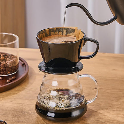 Pour Over Coffee Maker, Single Cup Coffee Dripper, Manual Porcelain Slow Brewing Accessories for Travel, Camping, Office, Home, Cafe, Coffee Gifts (Black, Medium)