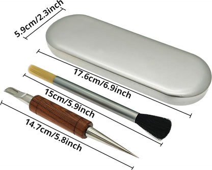 Coffee Art Pen Set for Baristas, Wooden Coffee Drawing Tool for Latte, Cappuccino, Macchiato, Espresso Milk Foam Design Pen, Premium Accessories Set with Coffee Brush and Stainless Steel Case (Silver)
