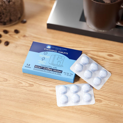 Jura Compatible Cleaning Tablets 12-Pack - Deep Clean Coffee Machine Internal Systems, Portafilter & Brew Group | Remove Oil Residue & Scale | E6/E8/S8/D6/C60/Impressa Models | Prolongs Lifespan