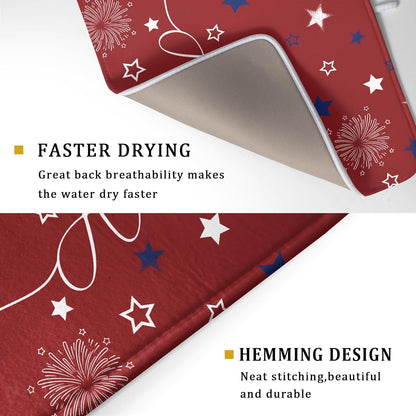 Giwawa 4th of July Dish Drying Mat 18"x24" Patriotic Usa Stars America Firework Dish Drainer Mats Independece Day Absorbent Microfiber Dish Drying Pad for Kitchen Countertop Large Decor