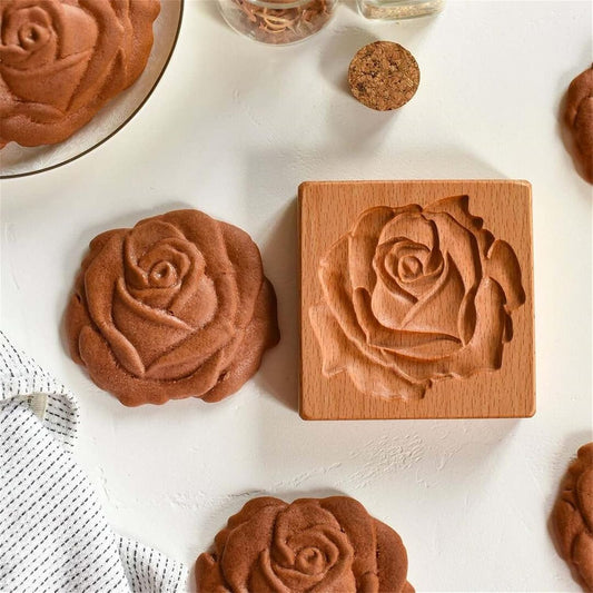 Wooden Cookie Biscuit Mold, 3D Baking Mold, Embossing Craft Decorating Baking Tool, Suitable for Halloween Thanksgiving Christmas Kitchen DIY (Large Flower 10 * 10 * 2)