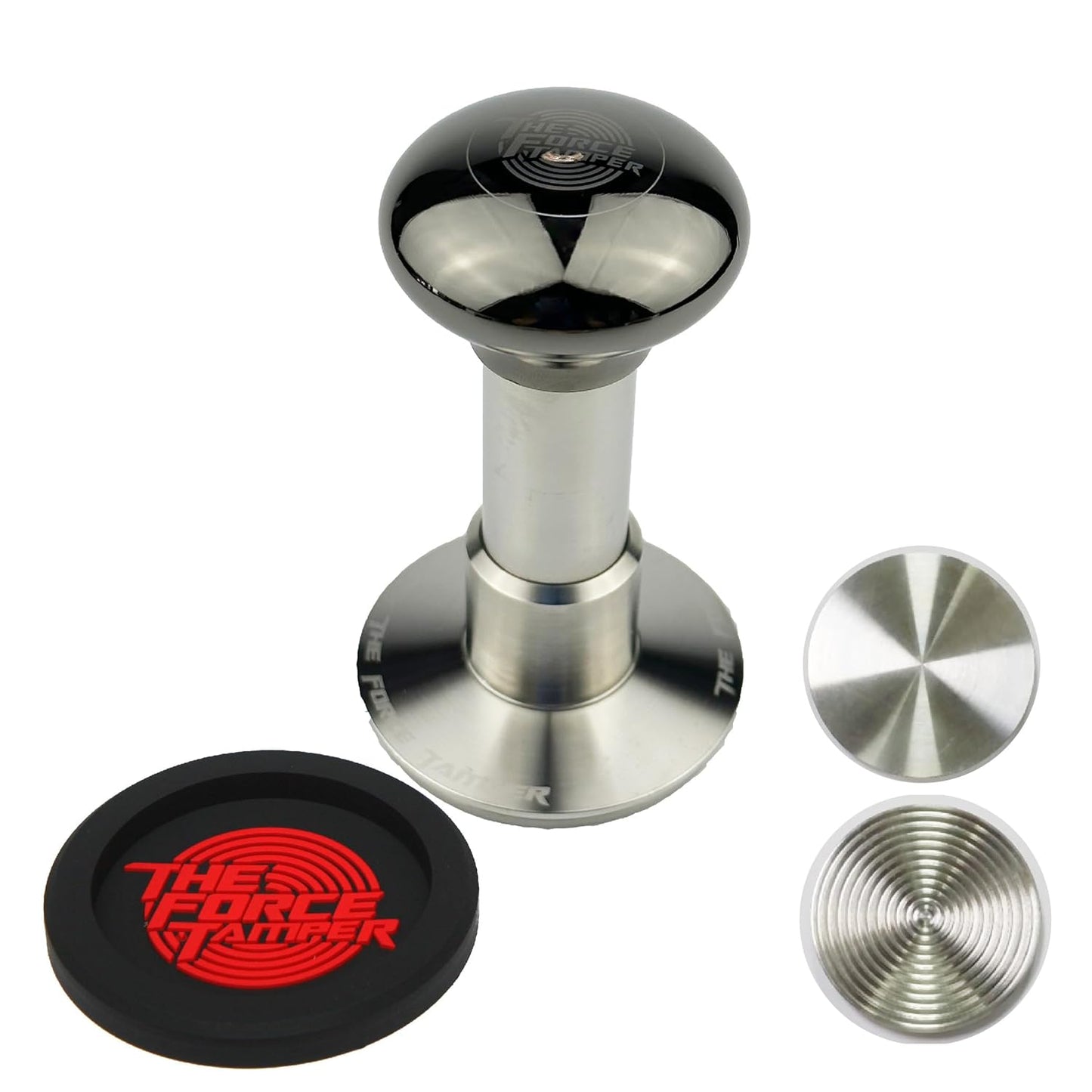 The Force Tamper Automatic Impact Adjustable Constant Pressure and Autoleveling Coffee Tamper Black Mirror Jellyfish AL Handle Set Pro (Extend Set, 58.35mm)