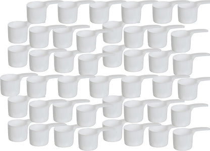 70 mL Plastic Measuring Packaging Scoop (=70 cc/ = 4.73 Tablespoon/ = 2.37 fl oz/ = 0.3 Cup), Meidum Handle - to Measure and Dispense Spices, Granules, Powders, for Seeds Packing (50)