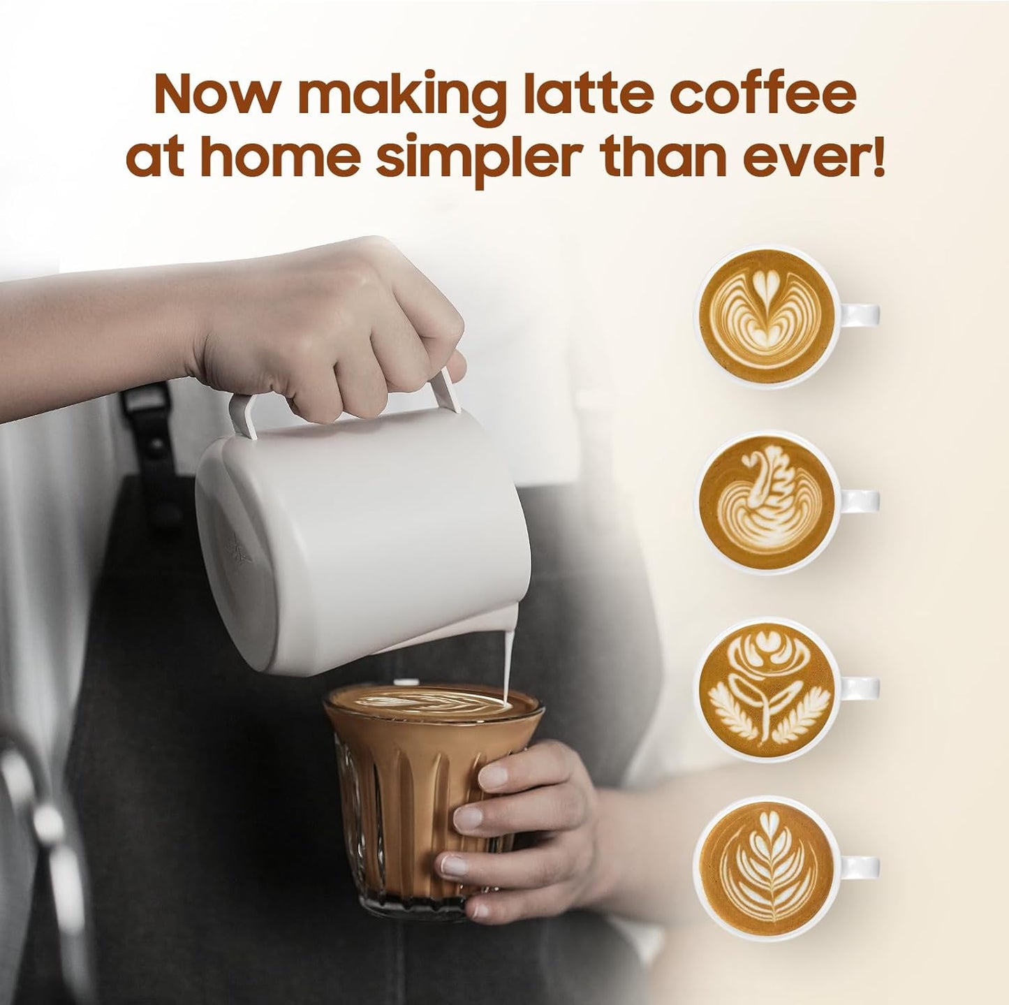 MHW-3BOMBER Milk Frothing Pitcher - 20oz/600ml Milk Frother Cup with U-Shaped Spout - SUS 304 Steaming Pitcher - Cappuccino Latte Art Cup for Barista - Quadrilateral Body - Glossy P5182-OS