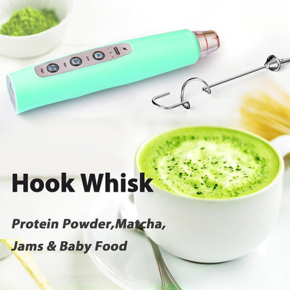 Milk Frother Rechargeable Handheld-Electric Whisk 3 Speed Adjustable, Coffee Frother Wand with 3 Stainless Whisks, Electric Foam Maker, Drink Mixer Blender for Latte Cappuccino Matcha Egg